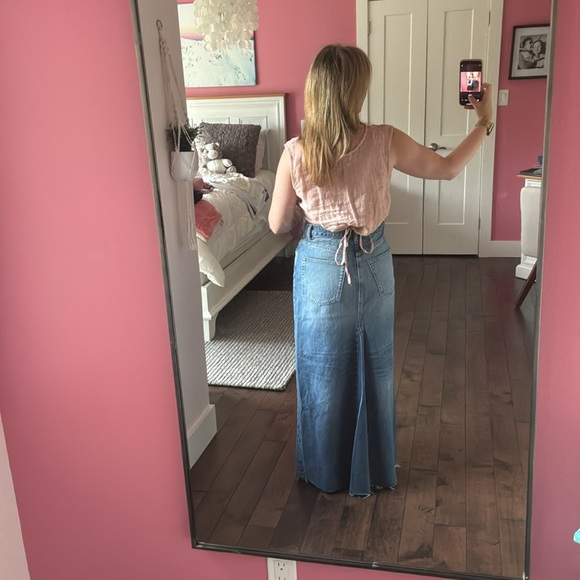 Reformation BRAND NEW NEVER WORN! Jean Skirt, full length, high waisted. - Picture 7 of 9